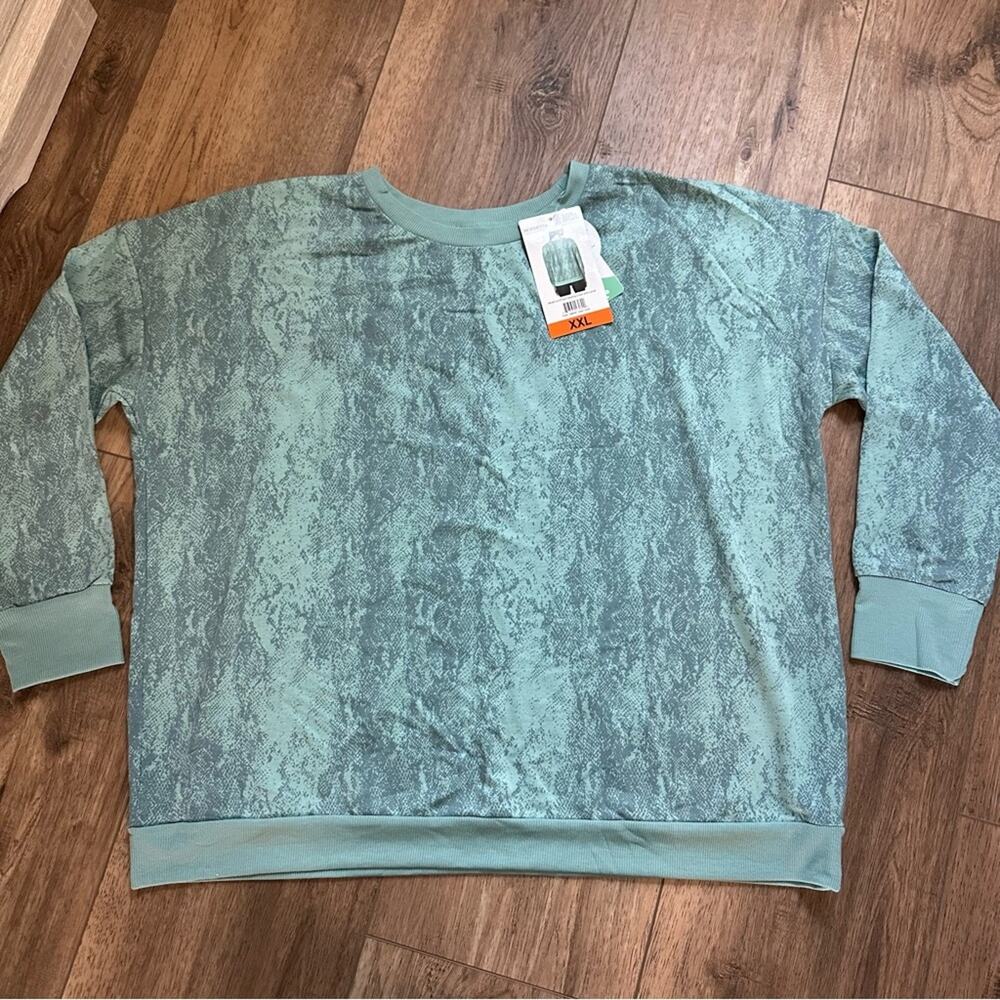 NWT! Mondetta Green Animal Print, Snakeskin, Sweatshirt, Stretch, Loose Fit, XXL